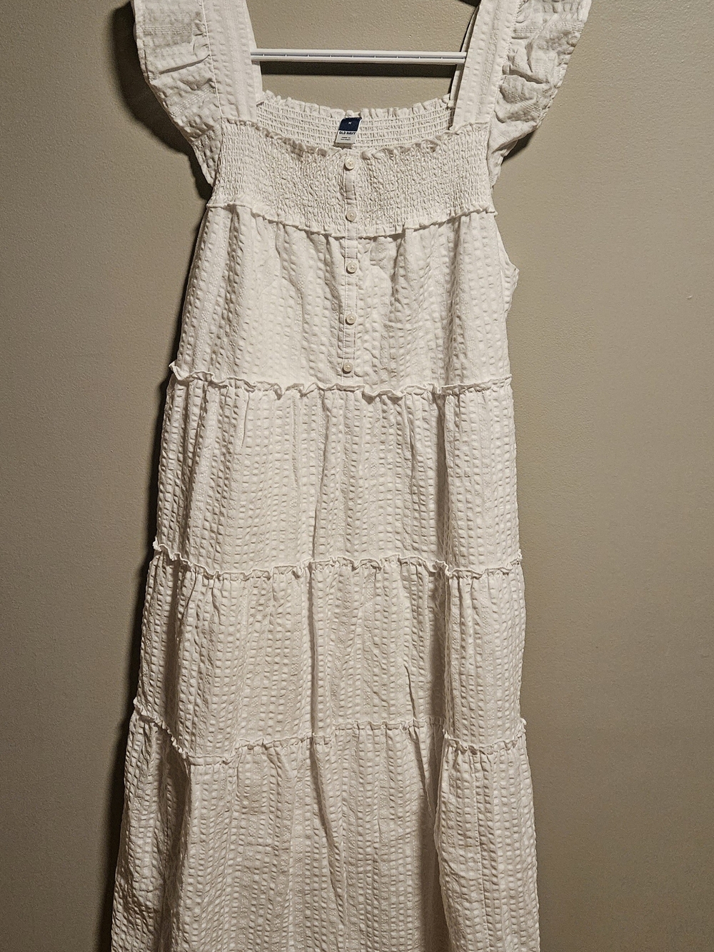 Old Navy White Tiered Smocked Maxi Dress